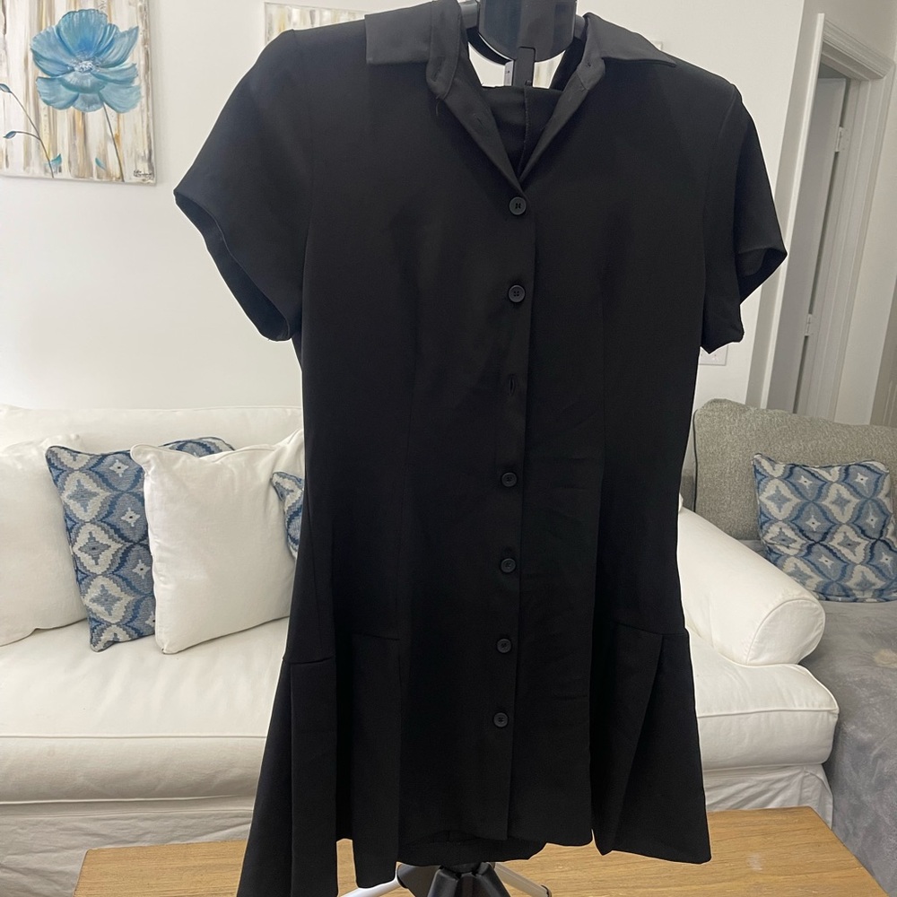 Zara Black Short-Sleeve Mini Dress